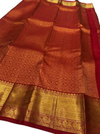 Exquisite Red Kanjeevaram Handloom Pure Silk Saree: Timeless Elegance - Luxurion World