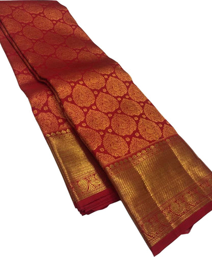Exquisite Red Kanjeevaram Handloom Pure Silk Saree: Timeless Elegance - Luxurion World