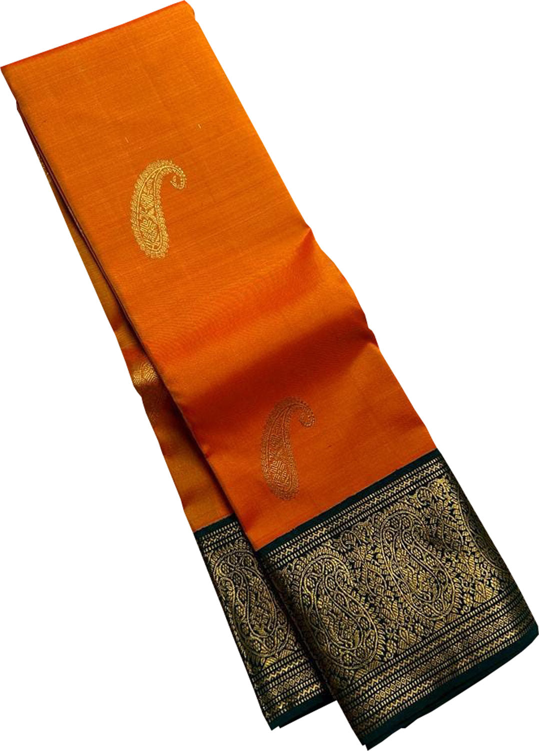 Exquisite Orange Kanjeevaram Handloom Pure Silk Saree: A Timeless Elegance - Luxurion World