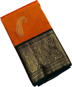 Exquisite Orange Kanjeevaram Handloom Pure Silk Saree: A Timeless Elegance - Luxurion World