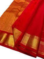 Exquisite Red Kanjeevaram Handloom Pure Silk Saree: Timeless Elegance - Luxurion World
