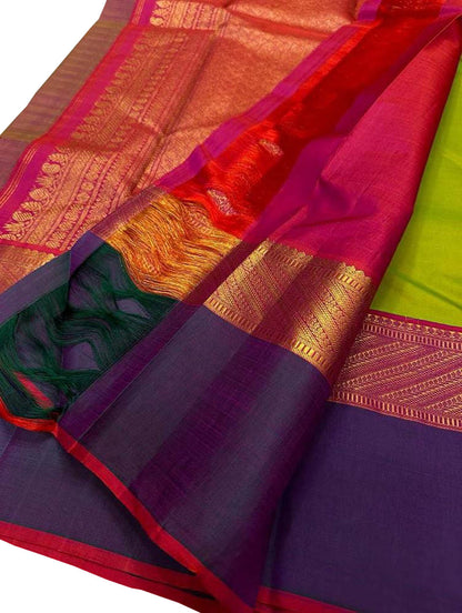 Exquisite Green Kanjeevaram Handloom Pure Silk Saree: Timeless Elegance - Luxurion World