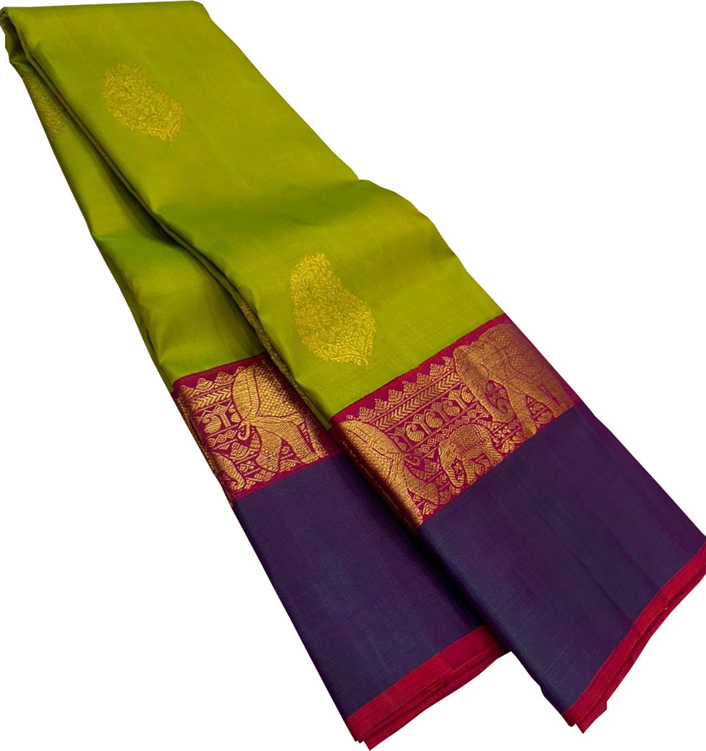 Exquisite Green Kanjeevaram Handloom Pure Silk Saree: Timeless Elegance - Luxurion World