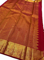 Exquisite Red Kanjeevaram Handloom Pure Silk Saree: Timeless Elegance - Luxurion World