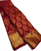 Exquisite Red Kanjeevaram Handloom Pure Silk Saree: Timeless Elegance - Luxurion World