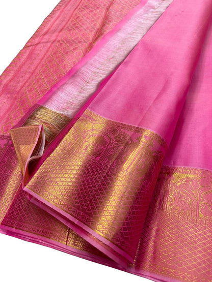 Pink Kanjeevaram Handloom Pure Silk Saree: Exquisite Elegance for Every Occasion - Luxurion World