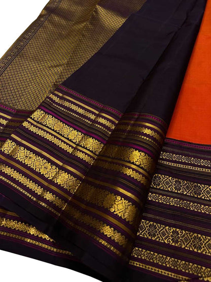 Exquisite Orange Kanjeevaram Handloom Pure Silk Saree: A Timeless Masterpiece - Luxurion World