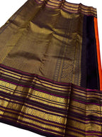 Vibrant Pink & Orange Kanjeevaram Handloom Silk Saree: Pure Elegance - Luxurion World