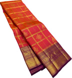 Vibrant Pink & Orange Kanjeevaram Handloom Silk Saree: Pure Elegance - Luxurion World