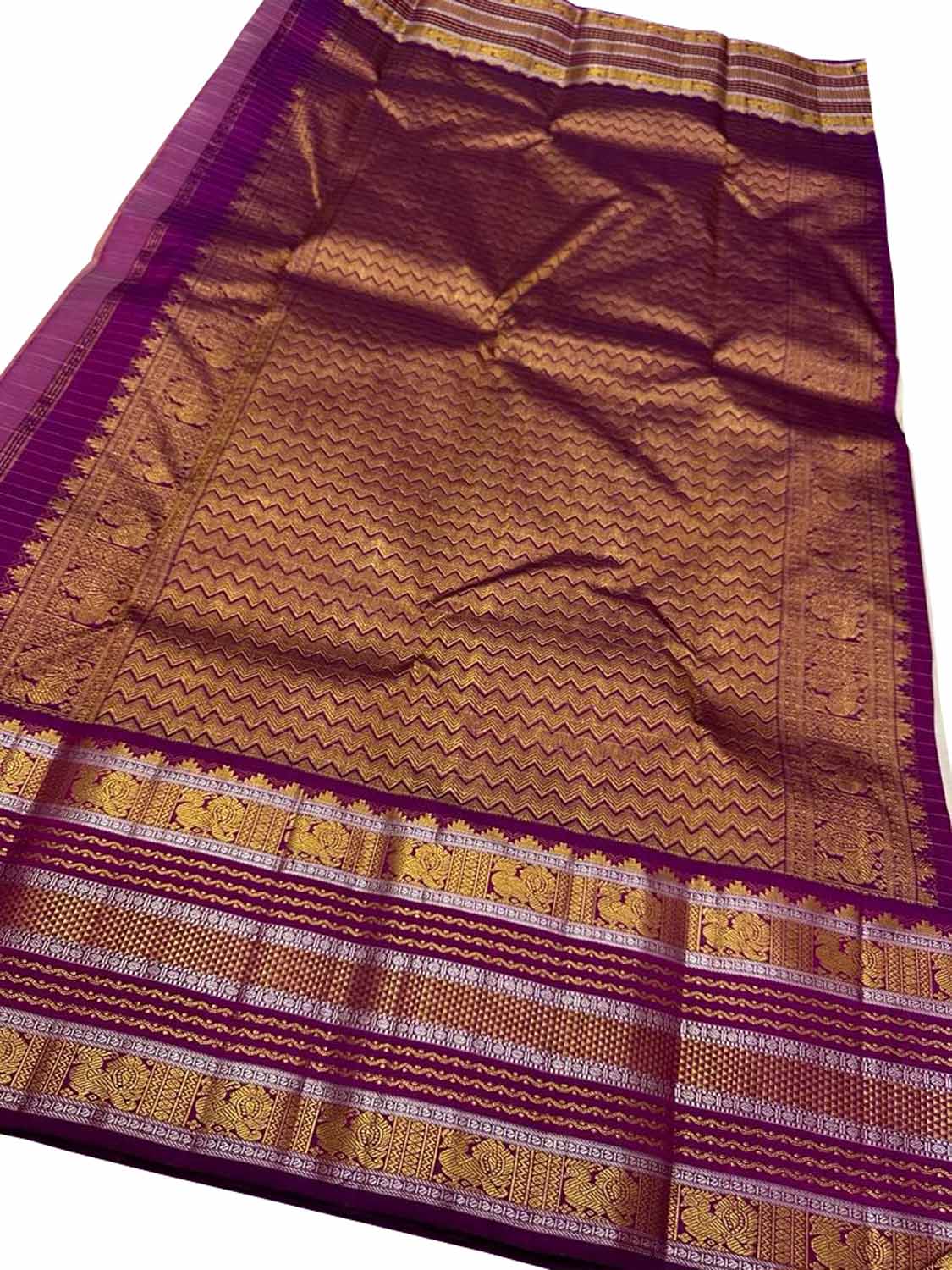 Elegant Off White Kanjeevaram Handloom Pure Silk Saree - Luxurion World