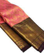 Exquisite Pink Kanjeevaram Handloom Pure Silk Saree: Timeless Elegance - Luxurion World
