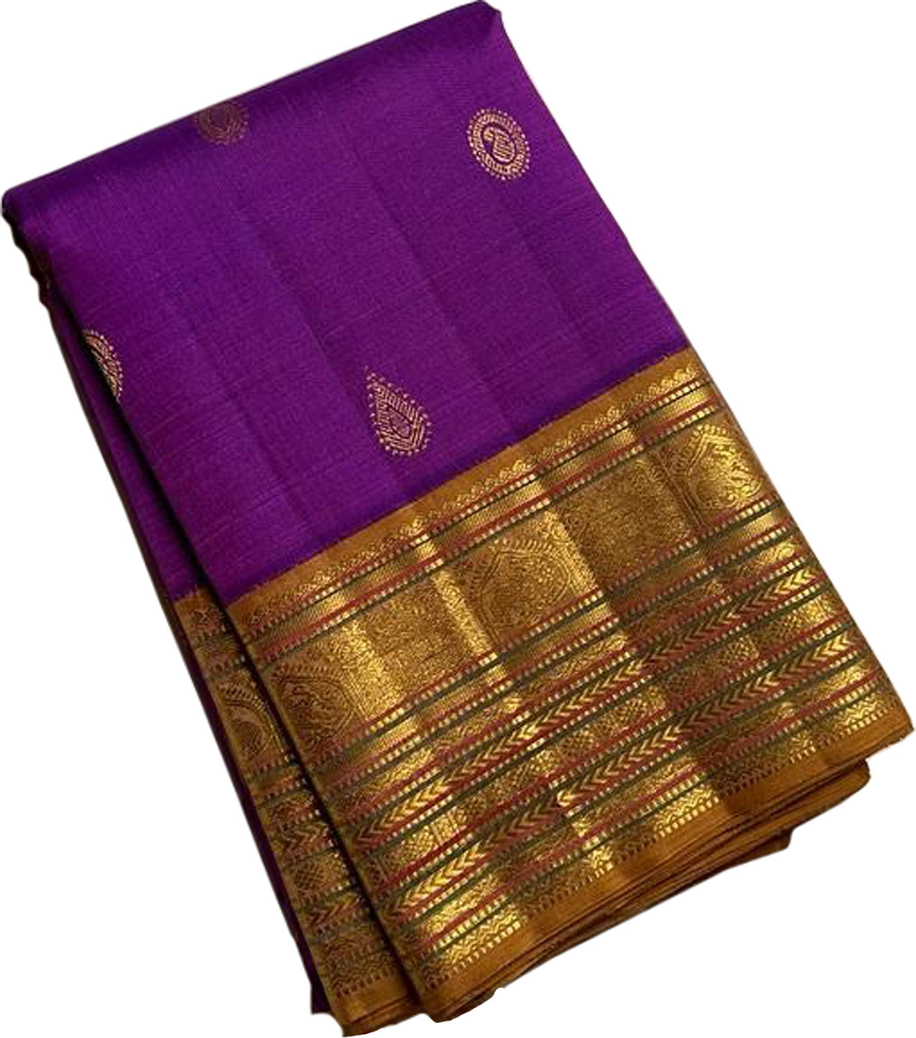Elegant Purple Kanjeevaram Handloom Pure Silk Saree - Luxurion World