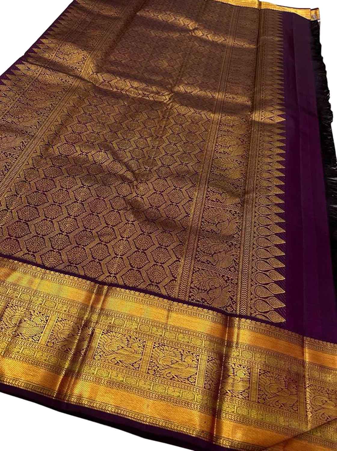 Elegant Grey Kanjeevaram Handloom Pure Silk Saree - Luxurion World