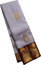 Elegant Grey Kanjeevaram Handloom Pure Silk Saree - Luxurion World