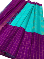 Exquisite Blue Kanjeevaram Handloom Pure Silk Saree: Timeless Elegance - Luxurion World