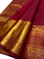 Red Kanjeevaram Handloom Pure Silk Saree - Luxurion World
