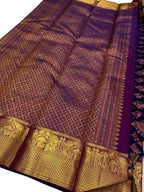 Purple Kanjeevaram Handloom Pure Silk Saree - Luxurion World
