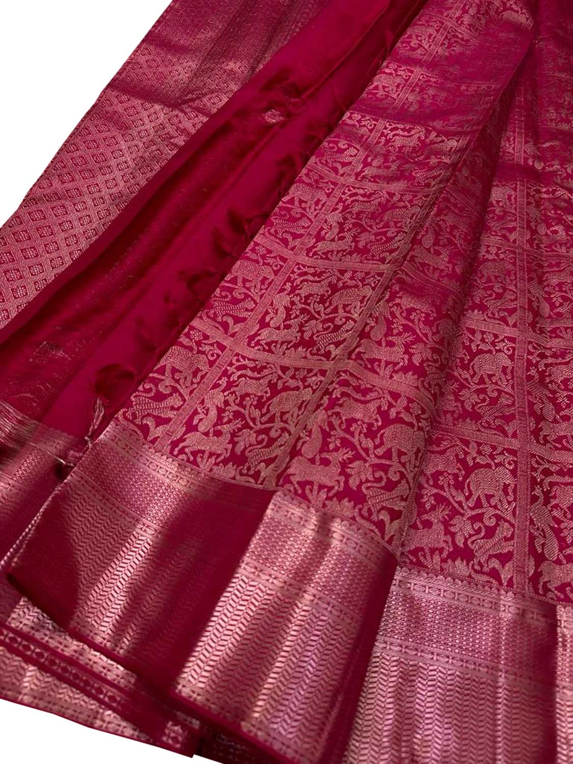 Pink Kanjeevaram Handloom Pure Silk Saree - Luxurion World