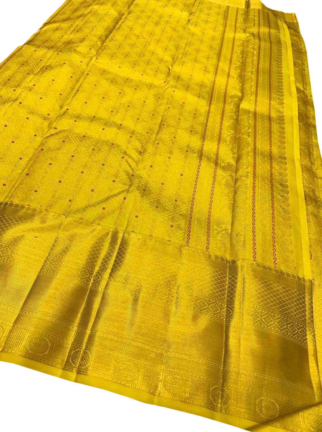 Yellow Kanjeevaram Handloom Pure Silk Saree - Luxurion World