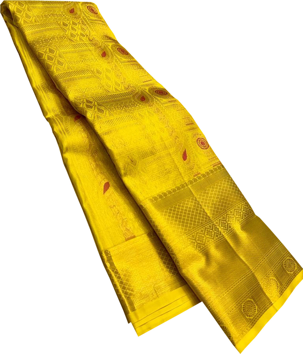 Yellow Kanjeevaram Handloom Pure Silk Saree - Luxurion World