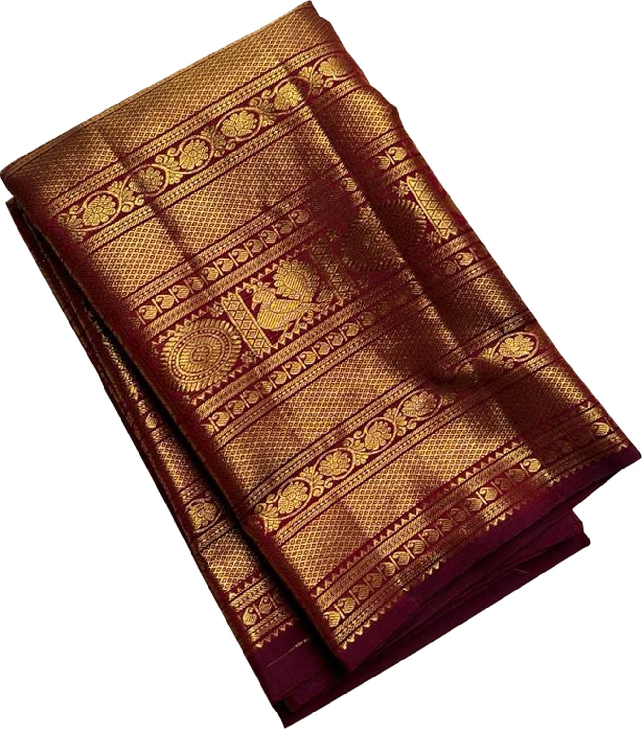 Elegant Maroon Kanjeevaram Handloom Pure Silk Saree - Luxurion World
