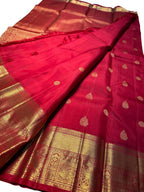 Exquisite Red Kanjeevaram Handloom Pure Silk Saree: Timeless Elegance - Luxurion World