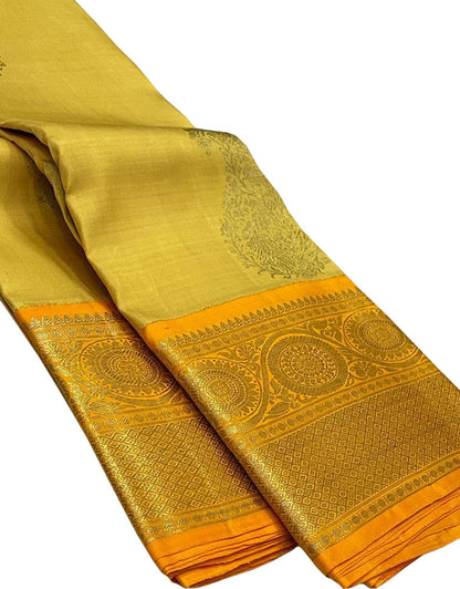 Exquisite Yellow Kanjeevaram Handloom Pure Silk Saree: Timeless Elegance - Luxurion World