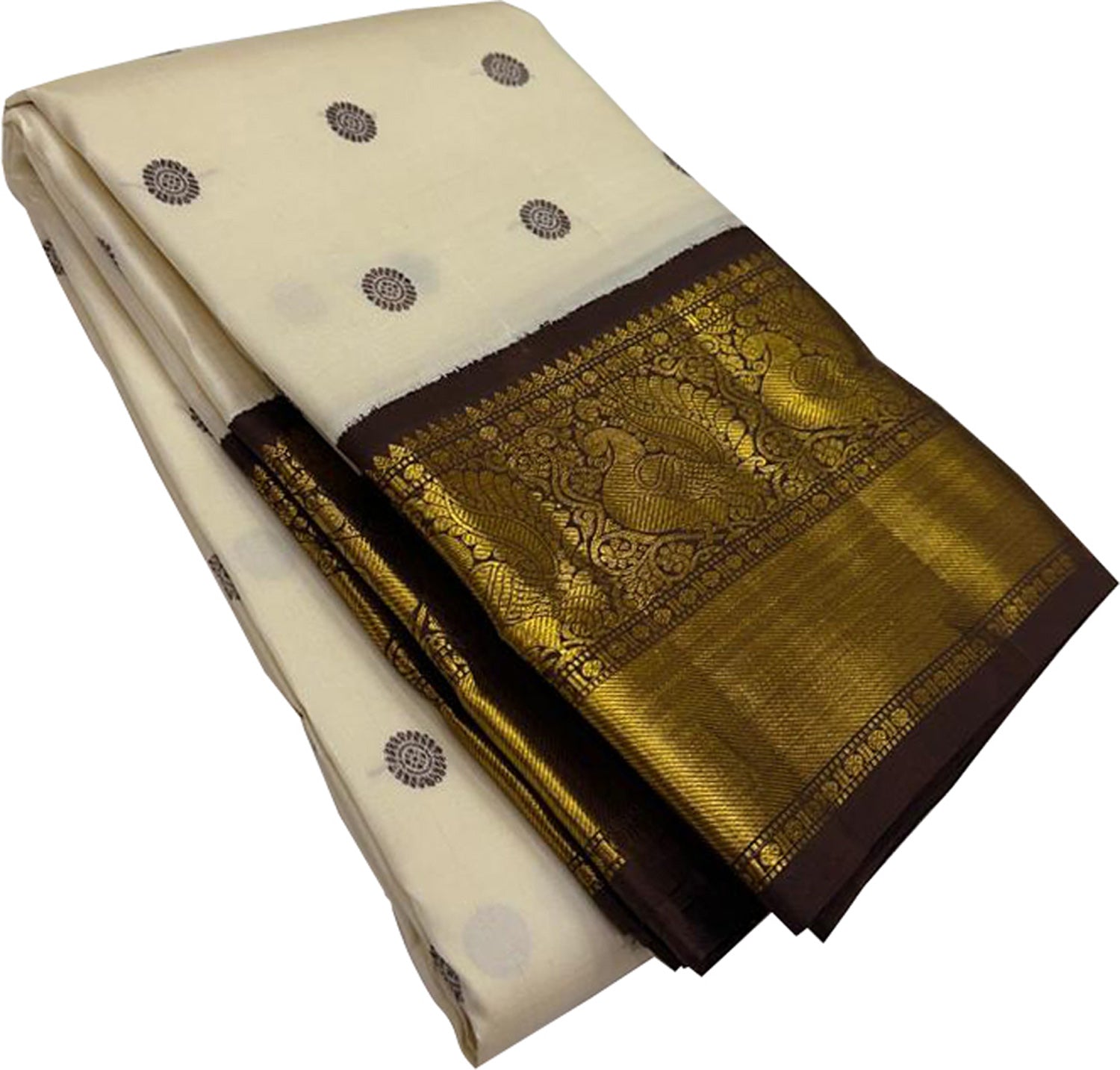 Exquisite Off White Kanjeevaram Handloom Pure Silk Saree: Timeless Elegance - Luxurion World