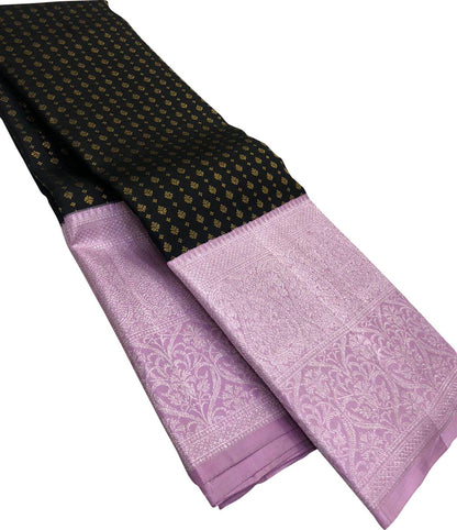 Elegant Black Kanjeevaram Handloom Pure Silk Saree - Luxurion World