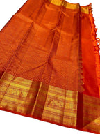 Exquisite Orange Kanjeevaram Handloom Pure Silk Saree: A Timeless Masterpiece - Luxurion World