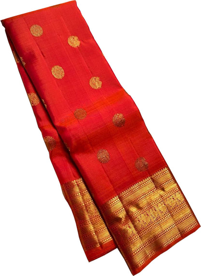 Exquisite Orange Kanjeevaram Handloom Pure Silk Saree: A Timeless Masterpiece - Luxurion World