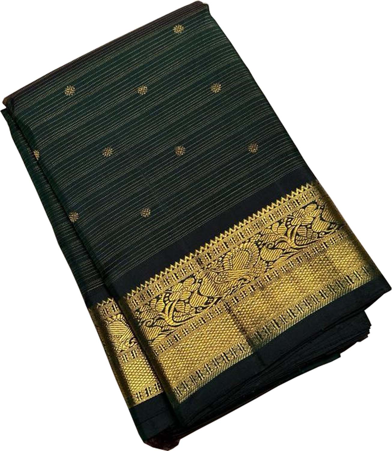 Exquisite Green Kanjeevaram Handloom Pure Silk Saree: Timeless Elegance - Luxurion World