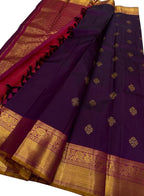 Elegant Purple Kanjeevaram Handloom Pure Silk Saree - Luxurion World