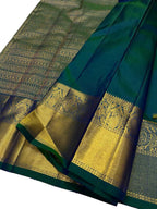 Exquisite Green Kanjeevaram Handloom Pure Silk Saree: Timeless Elegance - Luxurion World