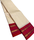 Elegant Off White Kanjeevaram Handloom Pure Silk Saree - Luxurion World