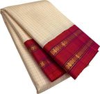 Elegant Off White Kanjeevaram Handloom Pure Silk Saree - Luxurion World