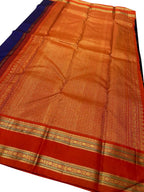 Exquisite Blue Kanjeevaram Handloom Pure Silk Saree: Timeless Elegance - Luxurion World
