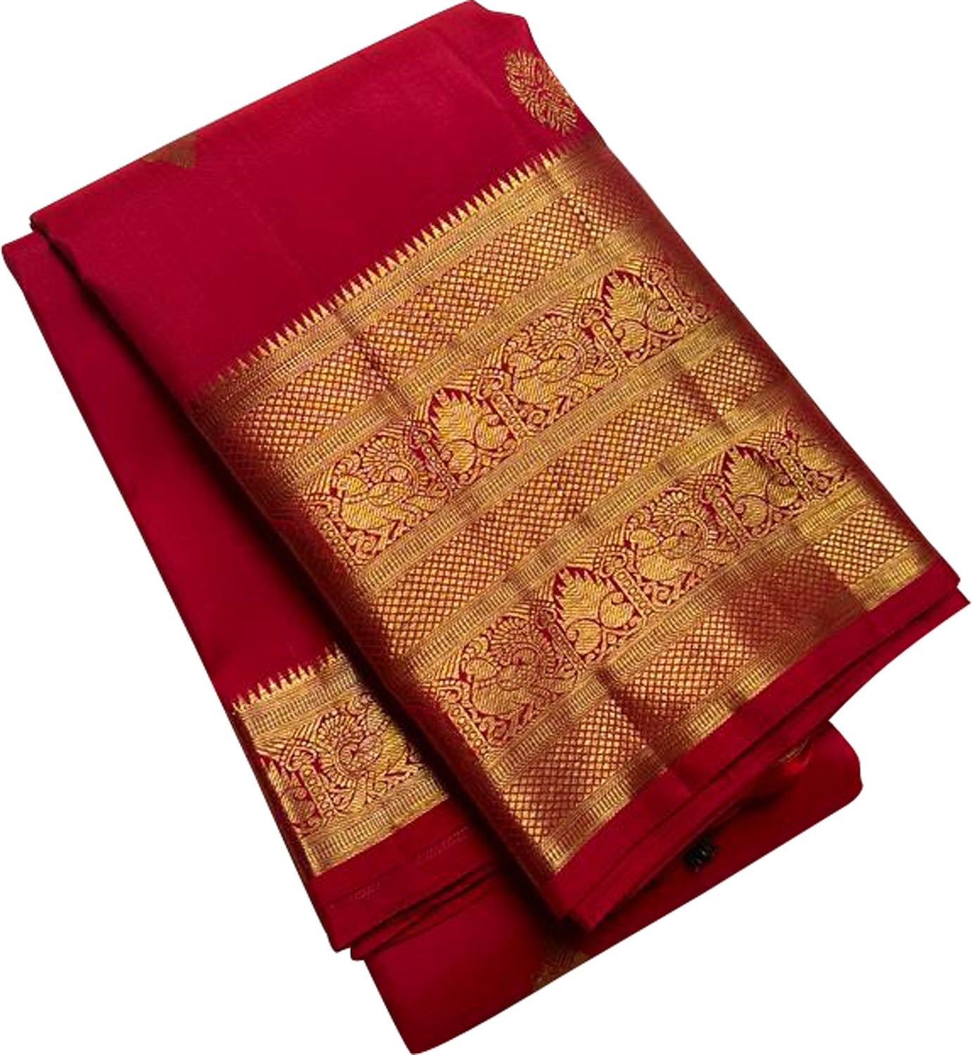 Exquisite Red Kanjeevaram Handloom Pure Silk Saree: Timeless Elegance - Luxurion World
