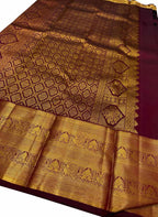 Elegant Maroon Kanjeevaram Handloom Pure Silk Saree - Luxurion World