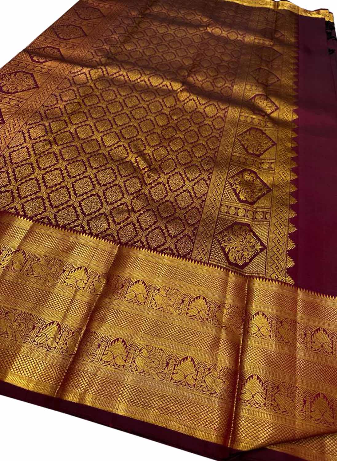 Elegant Maroon Kanjeevaram Handloom Pure Silk Saree - Luxurion World
