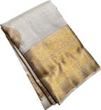 Elegant Off White Kanjeevaram Handloom Pure Silk Saree - Luxurion World