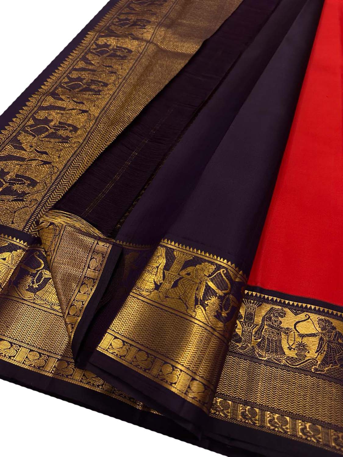 Exquisite Red Kanjeevaram Handloom Pure Silk Saree: Timeless Elegance - Luxurion World