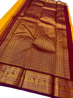 Exquisite Yellow Kanjeevaram Handloom Pure Silk Saree: Timeless Elegance - Luxurion World