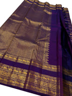 Elegant Purple Kanjeevaram Handloom Pure Silk Saree - Luxurion World