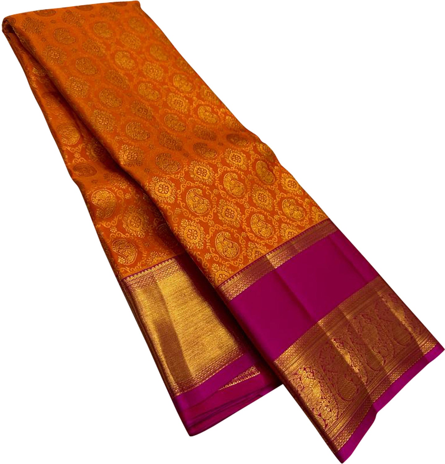Exquisite Orange Kanjeevaram Handloom Pure Silk Saree: A Timeless Elegance - Luxurion World