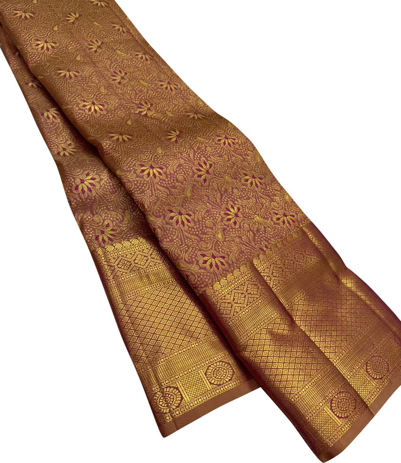 Exquisite Golden Kanjeevaram Handloom Pure Silk Saree: Timeless Elegance - Luxurion World