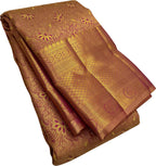Exquisite Golden Kanjeevaram Handloom Pure Silk Saree: Timeless Elegance - Luxurion World
