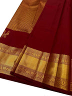 Elegant Maroon Kanjeevaram Handloom Pure Silk Saree - Luxurion World
