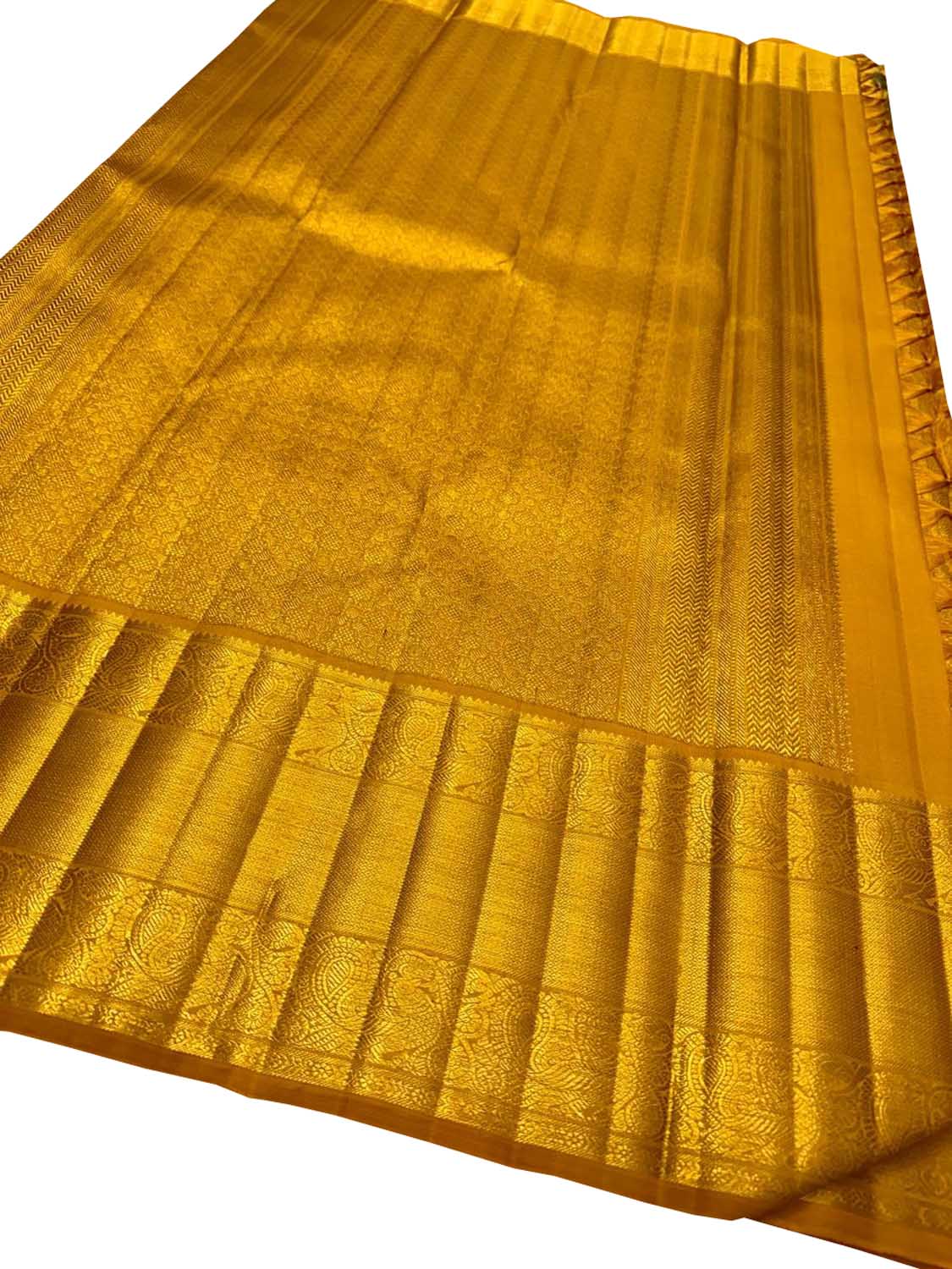 Yellow Kanjeevaram Pure Silk Saree - Handloom Elegance - Luxurion World