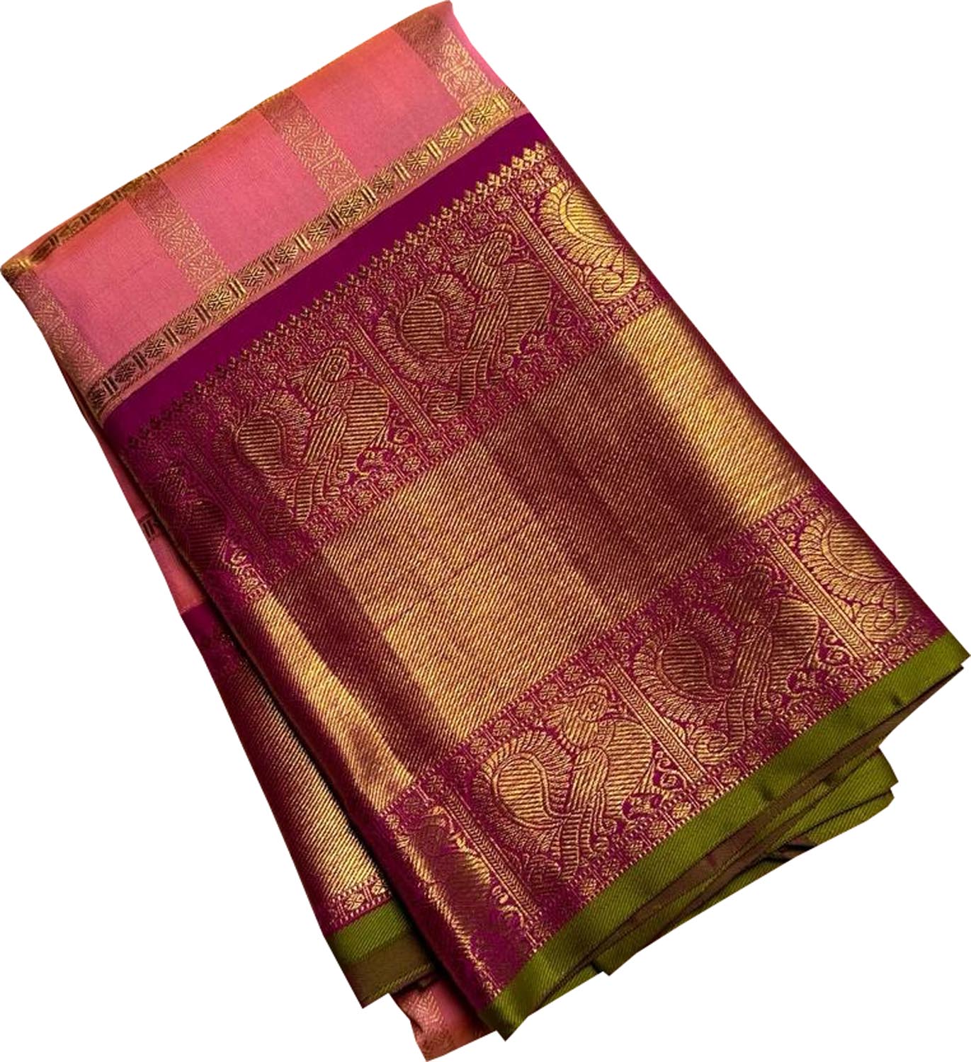 Exquisite Pink Kanjeevaram Handloom Silk Saree - Luxurion World